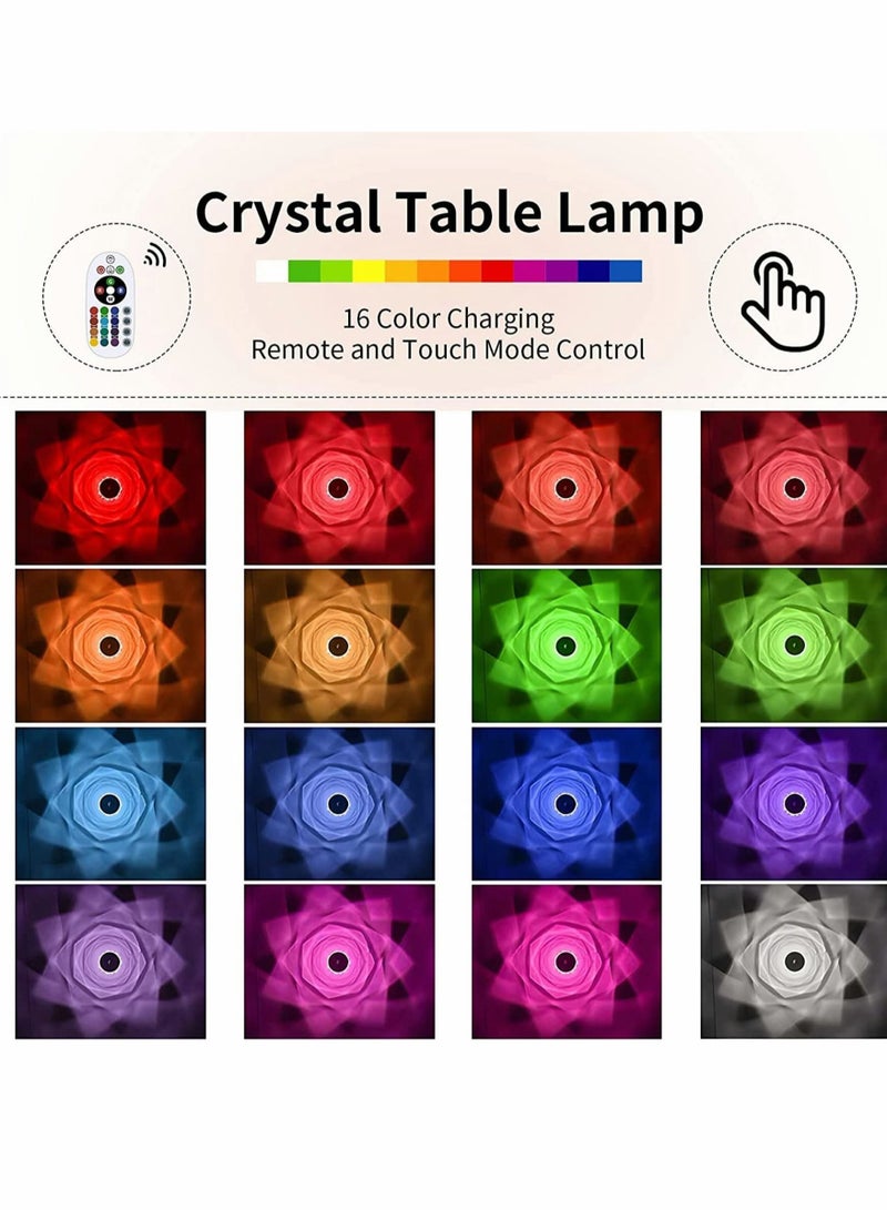 Captaintech Crystal Diamond Table Lamp, 16 Color Changing Touch Lamp USB Romantic Rose Diamond Table Lamps, Remote Touch Creative Lights for Bedroom Living Room Party Dinner Decor, Valentines Day - Image 3