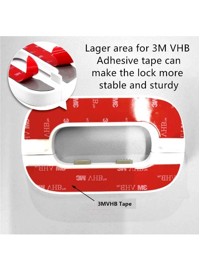 بيوينتي أقفال ثلاجة للأطفال قفل آمن متعدد الوظائف مع لاصق 3M يستخدم للخزانة والباب والأدراج والخزانة (أبيض) - Image 5