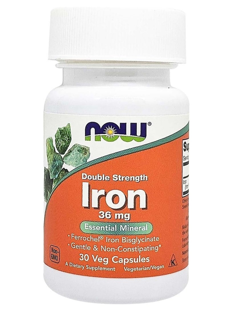 Now Foods - Iron Double Strength Essential Mineral 36 Mg 30 Veg Capsules - Image 1