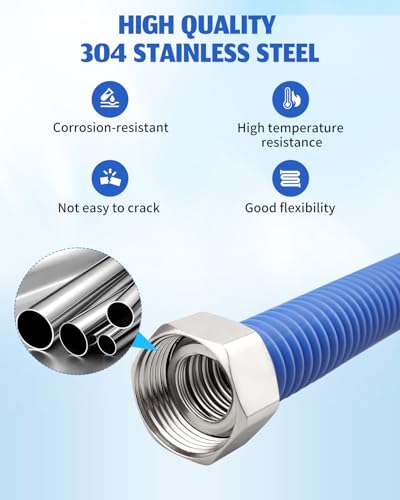 Nahntaipy 36" Length Flexible Stainless Steel Corrugated Water Heater Connector, Hot and Cold Color Water Heater Hose, 3/4" FIP x 3/4" FIP - Image 4
