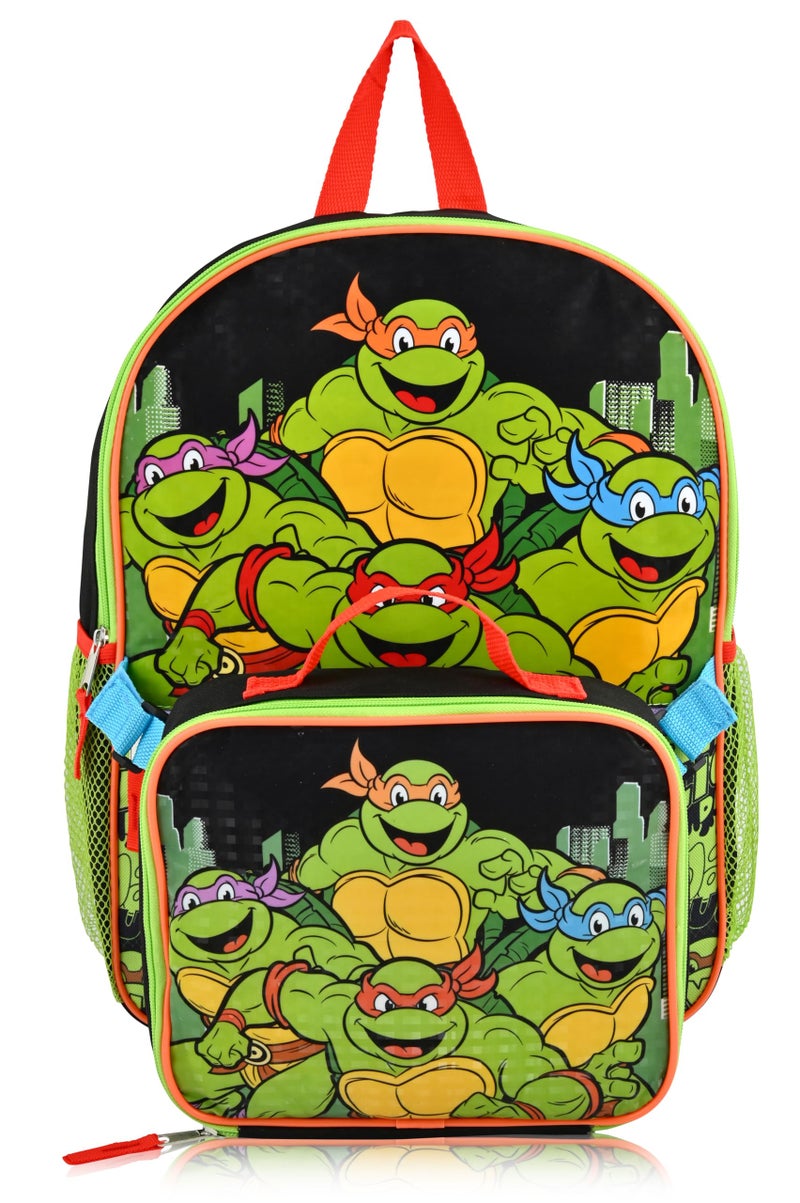 Fast Forward Teenage Mutant Ninja Turtles Backpack With Lunch Box for Boys | Insulated Lunch Bag Lunch Box for Boys, Girls, Toddlers | Teenage Mutant Ninja Turtles Green Backpack for School and Reusable Lunchbox - Image 2