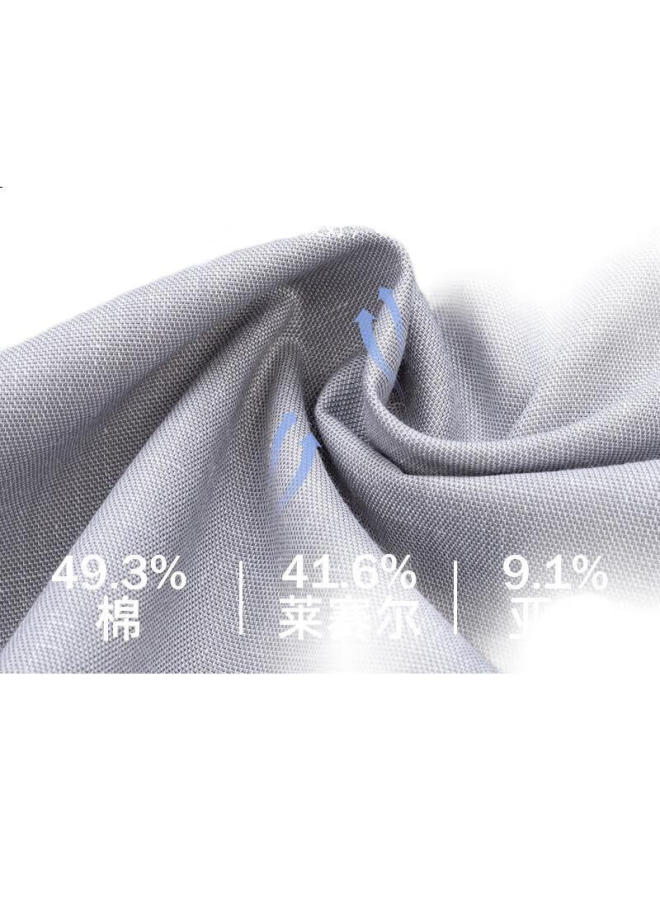 FIRS Linen And Silk Men'S Long Sleeve Shirt New Breathable Easy Care Cotton And Linen Stand Collar Shirt Blue Size 40 - Image 3