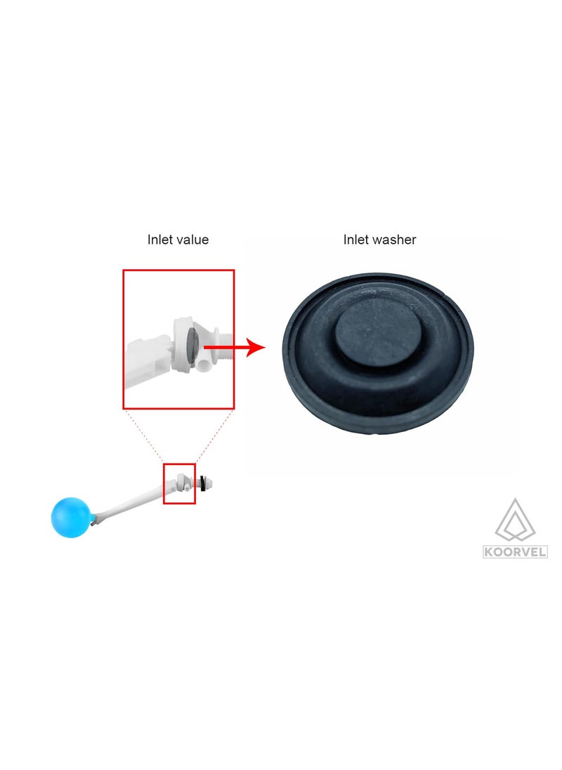 KOORVEL KOORVEL 2 x Toilet Cistern Diaphragm Auto Stop Inlet Water Washers for Float Ball Valve 32mm Diameter Rubber  - Image 5