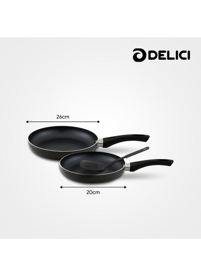 DELICI Frying Pan Set 2 Pes (26cm & 20cm) With Nylon Spatula, Nonstick Surface,Quick Heating, 10X Tougher Coating, Corrosion Resistant(AFP 2620)  - Image 5