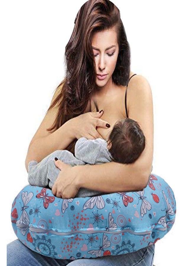 Kradyl Kroft 5in1 Baby Feeding Pillow with 100% Cotton Removable Cover | Breastfeeding Pillow | Nursing Pillow with Belt and Hoop (Motif) - Image 1