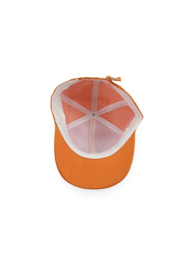 Fancy Unisex Cotton Cap – Orange with "Happy Bear" Design - Image 3