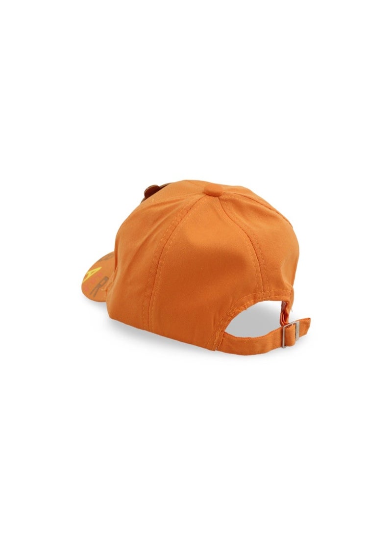 Fancy Unisex Cotton Cap – Orange with "Happy Bear" Design - Image 2