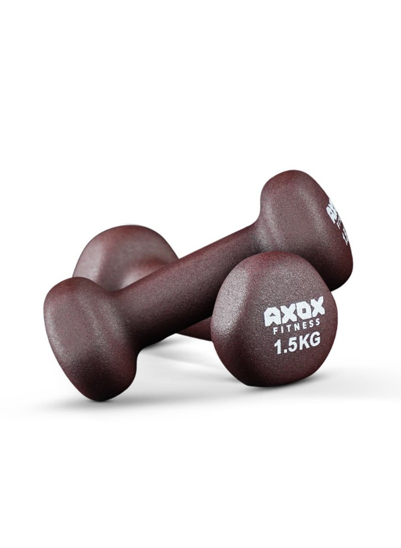 Axox Neoprene Dumbbell Pair 1.5 Kg For Home Workout & Strength Training Anti Slip PVC Grip For Men & Women - Image 1