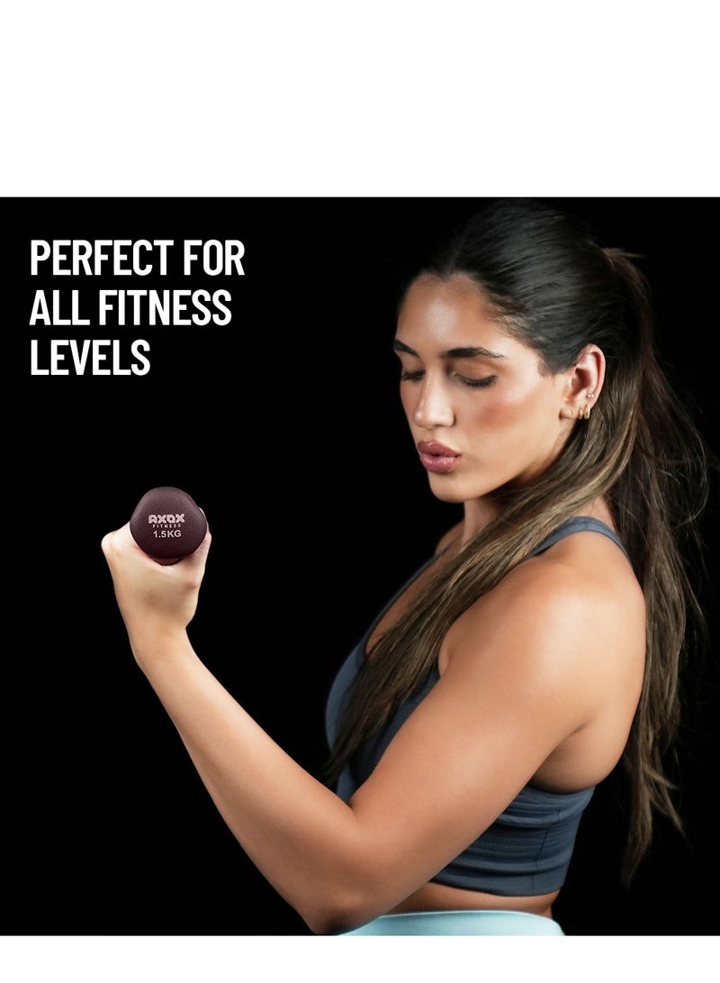 Axox Neoprene Dumbbell Pair 1.5 Kg For Home Workout & Strength Training Anti Slip PVC Grip For Men & Women - Image 3
