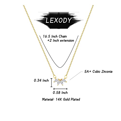 LEXODY Diamond Necklaces for Women, Dainty 14k Gold Plated Flower Pendant Necklace Layered CZ Leaf Necklace Simple Choker Necklaces for Women Trendy Jewelry Gifts for Women - Image 5