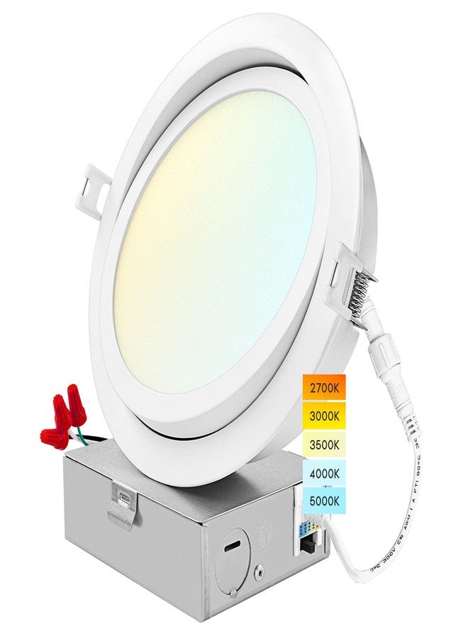 LUXRITE 6 Inch Gimbal LED Recessed Lighting, 5 Color Selectable 2700K-5000K, 1400 Lumens, Adjustable Swivel Downlight, Dimmable, 15W, Wet Rated, IC Rated, High Output, Energy Star, ETL Listed - Image 1