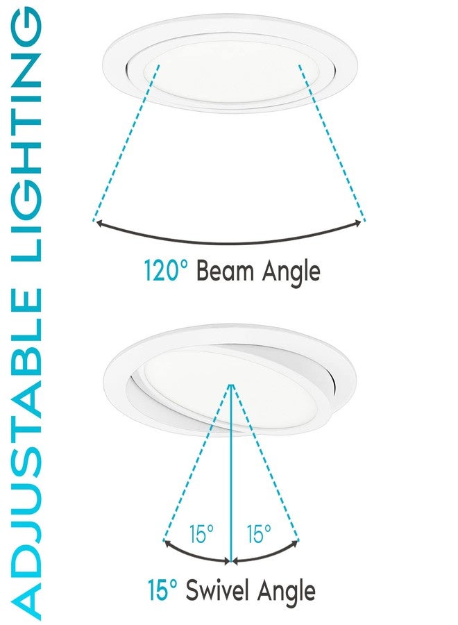 LUXRITE 6 Inch Gimbal LED Recessed Lighting, 5 Color Selectable 2700K-5000K, 1400 Lumens, Adjustable Swivel Downlight, Dimmable, 15W, Wet Rated, IC Rated, High Output, Energy Star, ETL Listed - Image 4