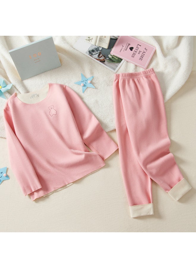 مجموعة ملابس داخلية حرارية بدون خياطة للأطفال مع جانب AB، ملابس وسراويل خريفية من الفرو المزدوج الجوانب لكل من الأولاد والبنات - Image 1