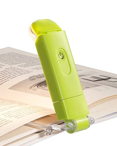 DEWENWILS Book Reading Light, USB Rechargeable Booklight for Reading at Night, LED Clip On Book Lights for Kids, Bookworms, Blue Light Blocking, Amber + Warm White (Green) - Image 1