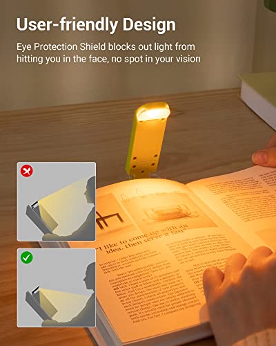 DEWENWILS Book Reading Light, USB Rechargeable Booklight for Reading at Night, LED Clip On Book Lights for Kids, Bookworms, Blue Light Blocking, Amber + Warm White (Green) - Image 5