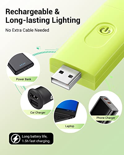 DEWENWILS Book Reading Light, USB Rechargeable Booklight for Reading at Night, LED Clip On Book Lights for Kids, Bookworms, Blue Light Blocking, Amber + Warm White (Green) - Image 3