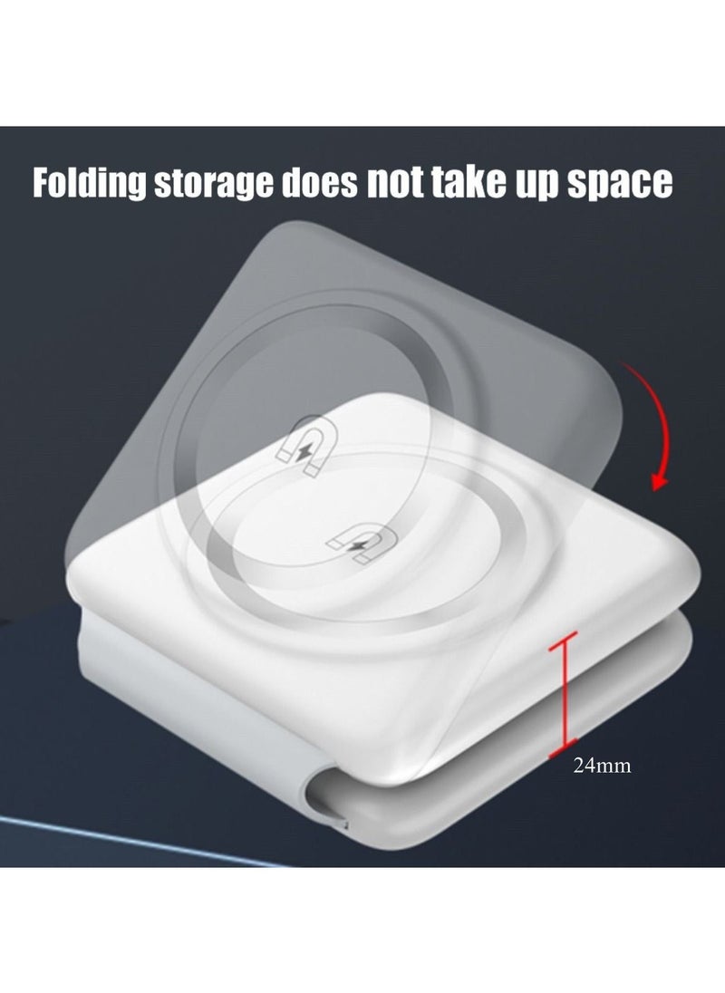 Generic - Charging Station for Apple Multiple Devices - 3 in 1 Magnetic Foldable Wireless Charger Dock - Travel Charging Pad for iPhone 14 13 12 Pro Max Plus Watch & Airpods(White) - Image 1