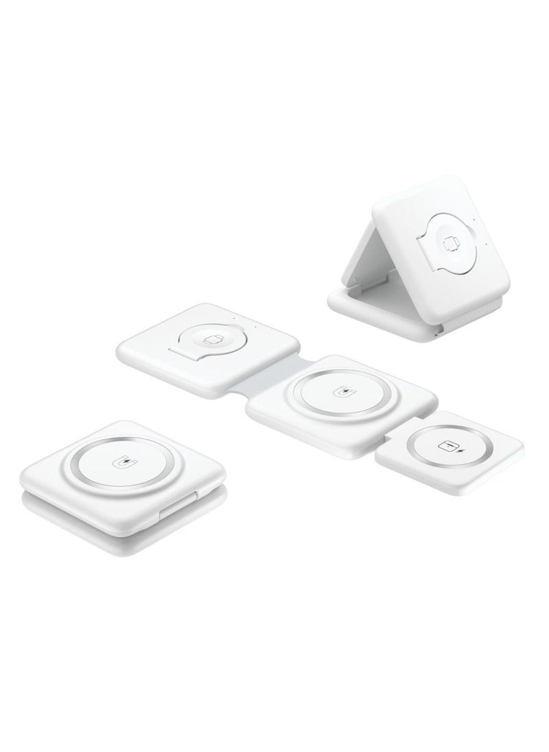 Generic - Charging Station for Apple Multiple Devices - 3 in 1 Magnetic Foldable Wireless Charger Dock - Travel Charging Pad for iPhone 14 13 12 Pro Max Plus Watch & Airpods(White) - Image 1