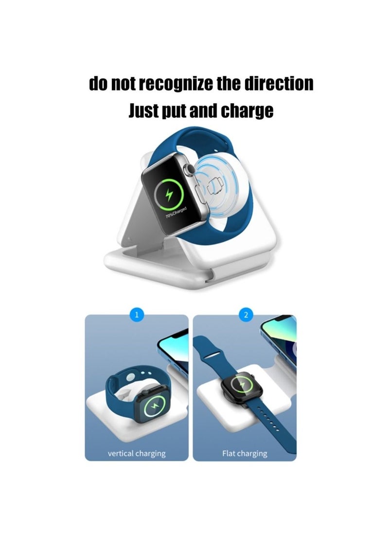 Generic - Charging Station for Apple Multiple Devices - 3 in 1 Magnetic Foldable Wireless Charger Dock - Travel Charging Pad for iPhone 14 13 12 Pro Max Plus Watch & Airpods(White) - Image 1