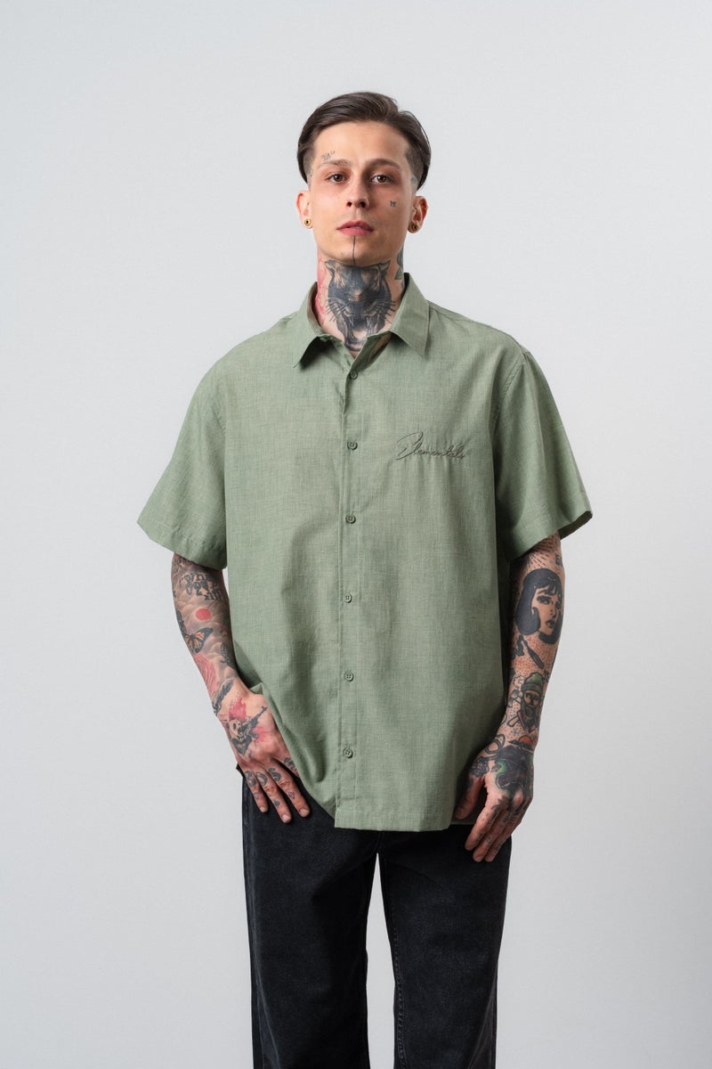 RESPIRE Men's Elementals Embroidered Oversize Shirt, Khaki - Image 2