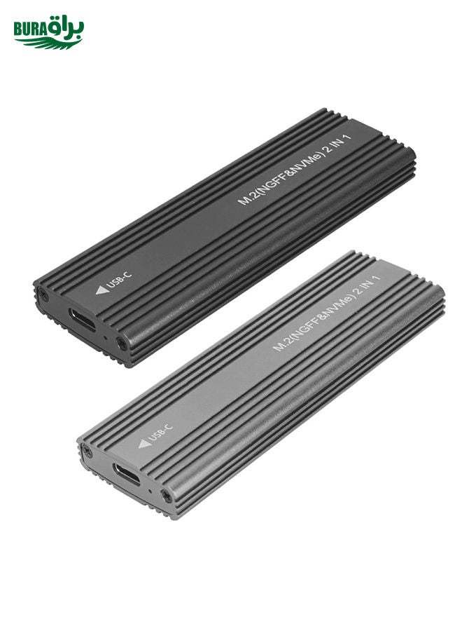 BURAQ M2300 Dual Protocol M.2 NVME / SATA Solid State Drive Enclosure (Grey) - Image 2