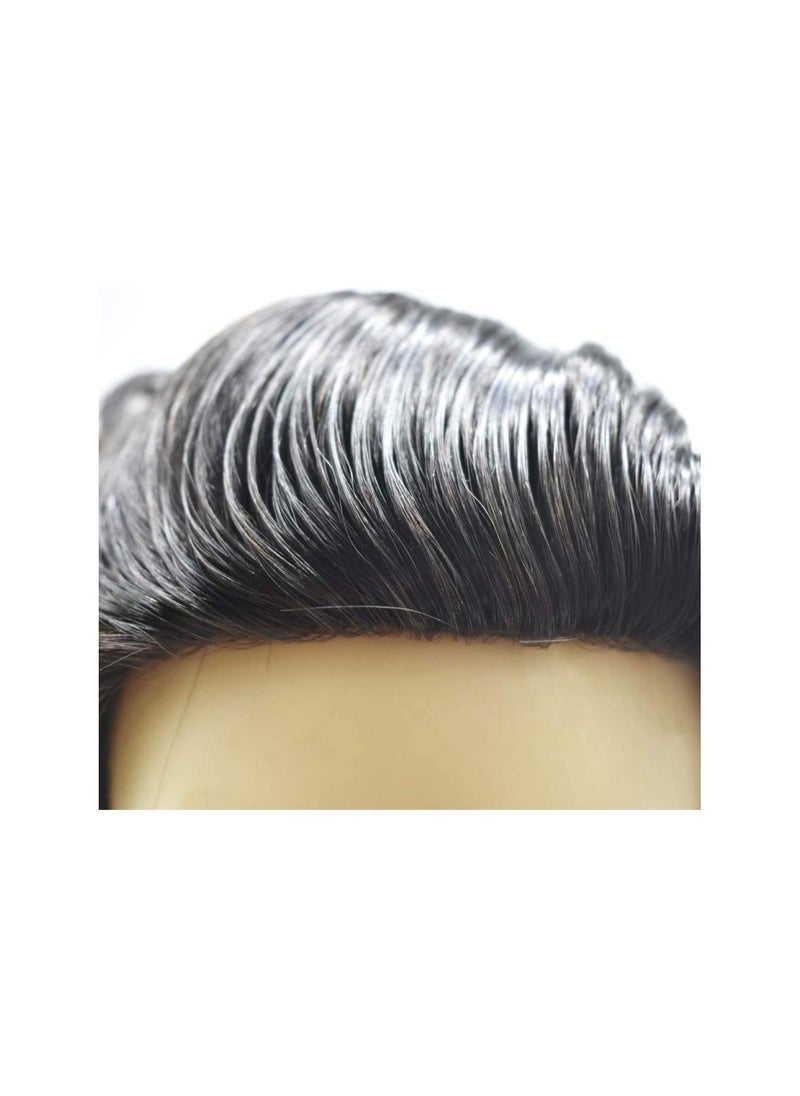 Estelle Toupee for Men, Human Hair Replacement System, Men Real Wigs Natural Hair System Hairpieces, Fine Mono NPU Black Men Unit Natural color (Nature black 1B, 6X8)  - Image 2
