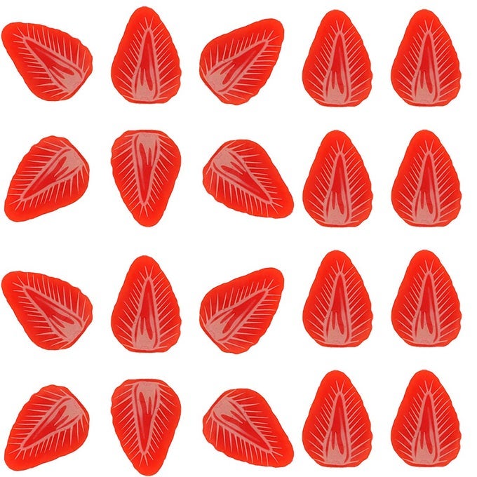 20 PCS ARTIFICIAL STRAWBERRY SLICES LIFELIKE FAKE REALISTIC PLASTIC FRUIT ORNAMENT DECORATION HOME PARTY OFFICE WEDDING FESTIVAL PHOTOGRAPHY PROP
