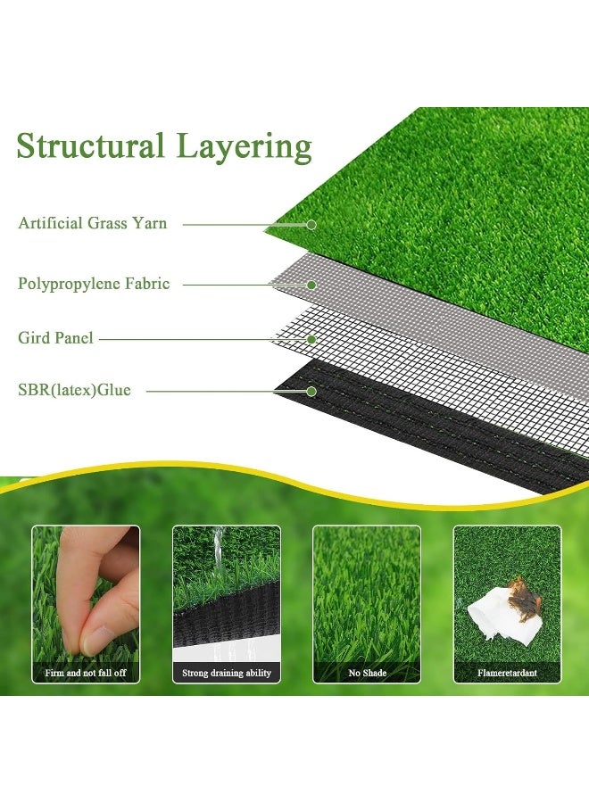 MOMENT 30Mm Realistic Artificial Grass Rug Indoor Outdoor, Dog Grass Mat With Drainage Holes And Replacement Artificial Grass Turf, Fake Grass For Garden Lawn Landscape Balcony Decoration[100*100CM]  - Image 4
