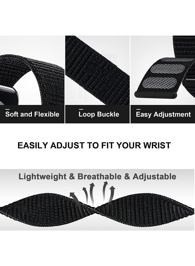 O Ozone Nylon Sport Strap For Apple Watch Series 10 |8 Ultra | Ultra 2 |9 | 8 | 7 | 6, 49/45/44/42mm Soft Breathable Adjustable Sport Band - Black - Image 4