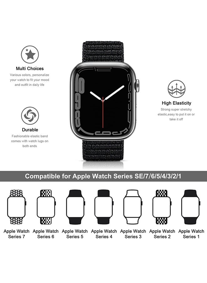 O Ozone Nylon Sport Strap For Apple Watch Series 10 |8 Ultra | Ultra 2 |9 | 8 | 7 | 6, 49/45/44/42mm Soft Breathable Adjustable Sport Band - Black - Image 3