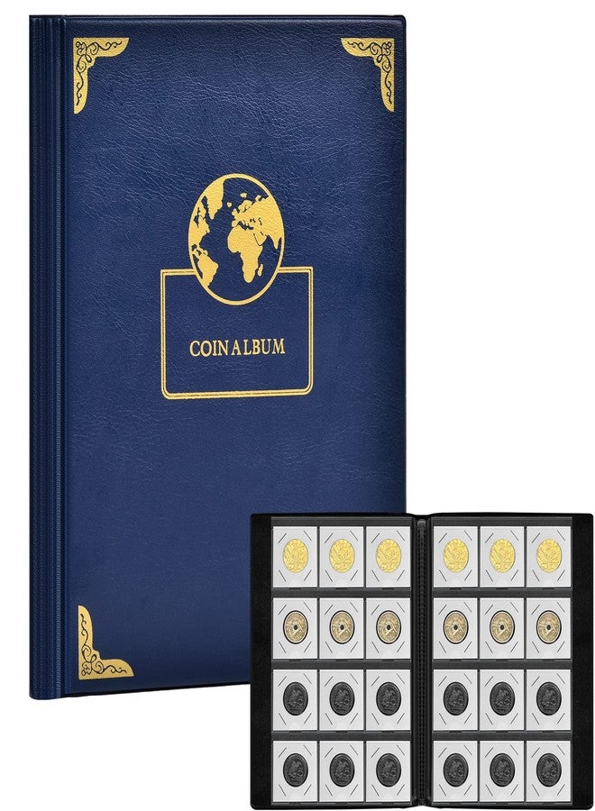 Aptbyte 120 Pockets Coin Flip Holder Albums, 2x2 inches Coin Storage Books for Coin Cardboard Collection Holders, Collection Book Sleeves Supplies for Collectors- Blue Earth(Coin Flips not Included) - Image 1