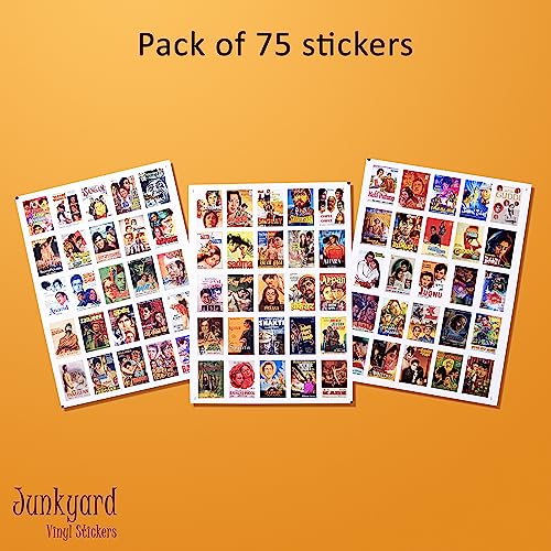 JUNKYARD Vintage Hindi Movie Laptop Stickers for Laptop journals Guitar waterbottles Mobile Phones (Pack of 75 Vinyl Stickers) - Image 4