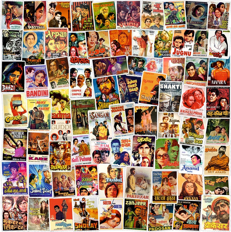 JUNKYARD Vintage Hindi Movie Laptop Stickers for Laptop journals Guitar waterbottles Mobile Phones (Pack of 75 Vinyl Stickers) - Image 1