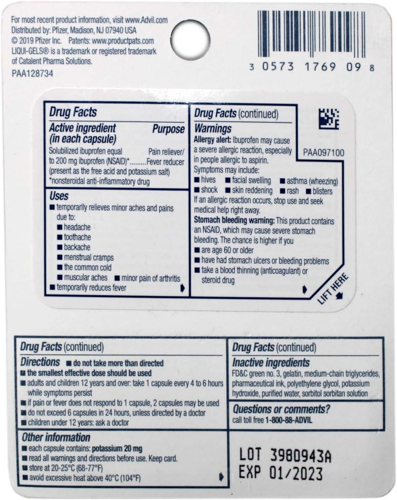 Advil LiquiGels minis 200mg Ibuprofen Pain Reliever Capsules and TUMS Fruit Antacid Chewable Tablets Heartburn Relief - Image 3