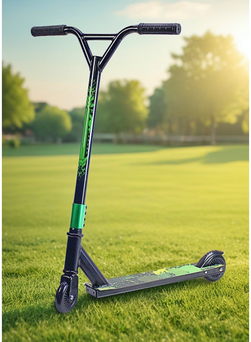 إيزي فيتشور سكوتر إيزي فيوتشر ثنائي العجلات للمحترفين للحركات البهلوانية - سطح من الألومنيوم مع شريط قبضة، عجلات من الألومنيوم 110 مم، مقود عريض على شكل حرف T، فرامل فولاذية، سكوتر خفيف الوزن بزاوية 360 درجة للحركات الحرة للمبتدئين والمتوسطين - Image 4