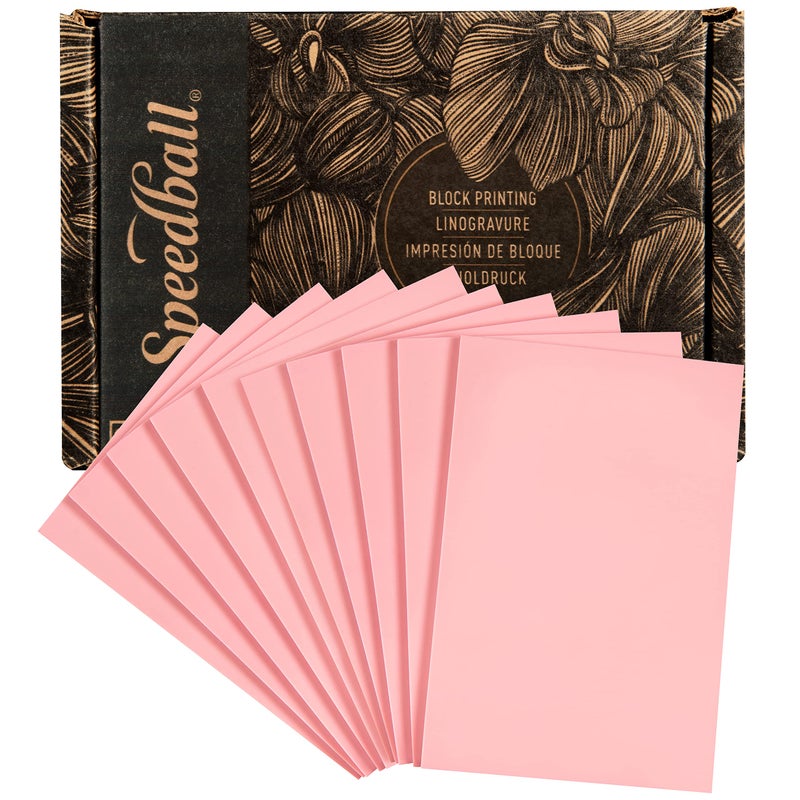 Speedball SpeedyCarve Block Printing Carving Block Rectangle Pink 4 x 6 Inches 10Pack Linoleum for Printmaking