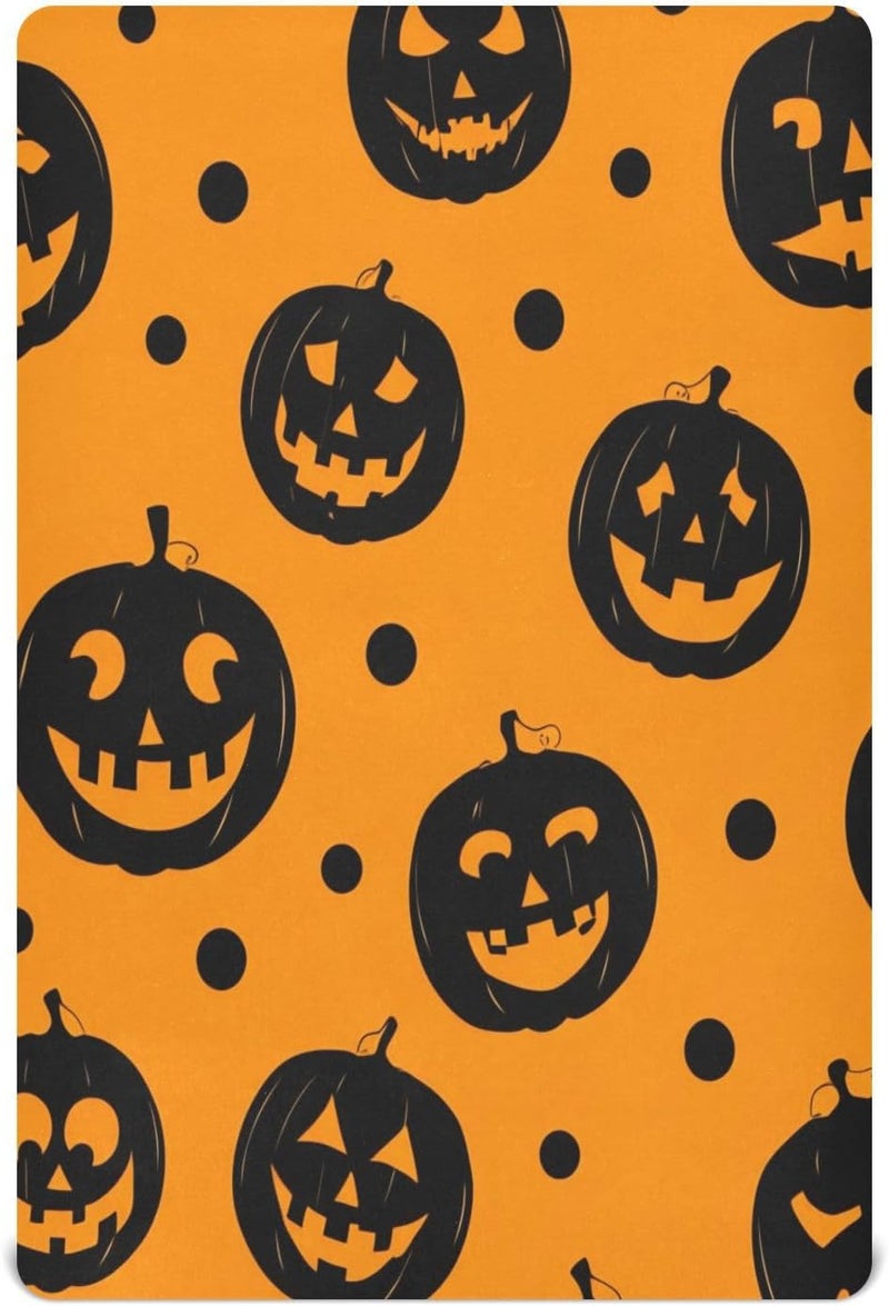 Halloween Spooky Pumpkins Crib Sheets for Boys Girls Ultra Soft Breathable Baby Crib Sheet Fitted Crib Sheets for Standard Size Crib and Toddler Mattresses, 52 x 28 Inch - Image 1