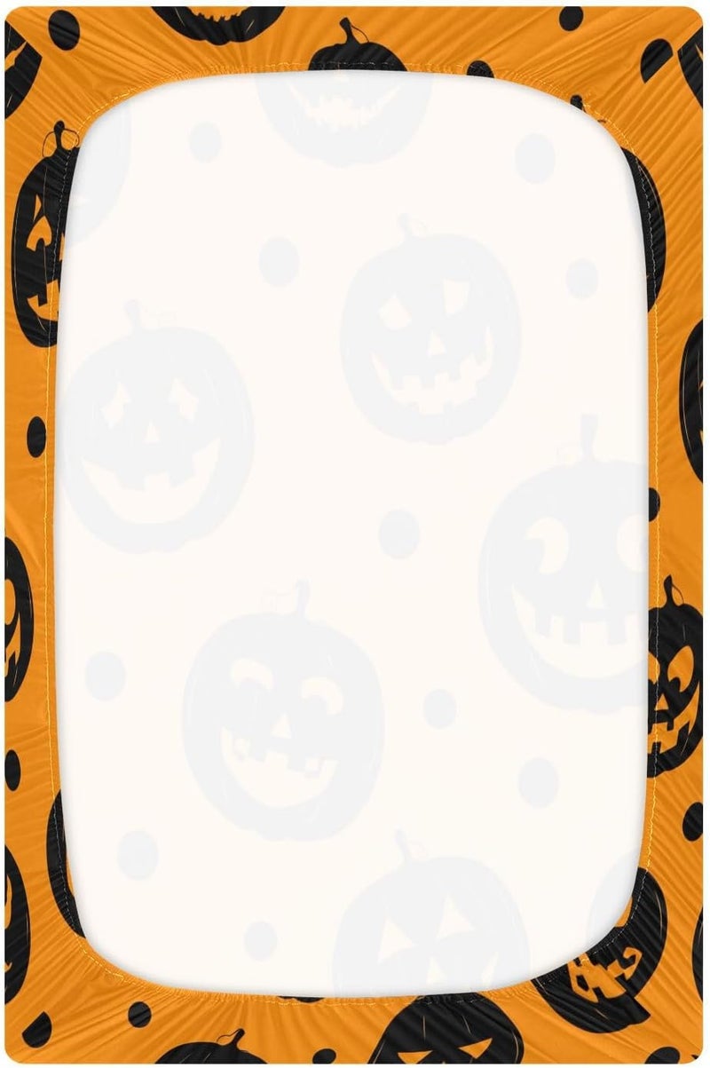 Halloween Spooky Pumpkins Crib Sheets for Boys Girls Ultra Soft Breathable Baby Crib Sheet Fitted Crib Sheets for Standard Size Crib and Toddler Mattresses, 52 x 28 Inch - Image 3
