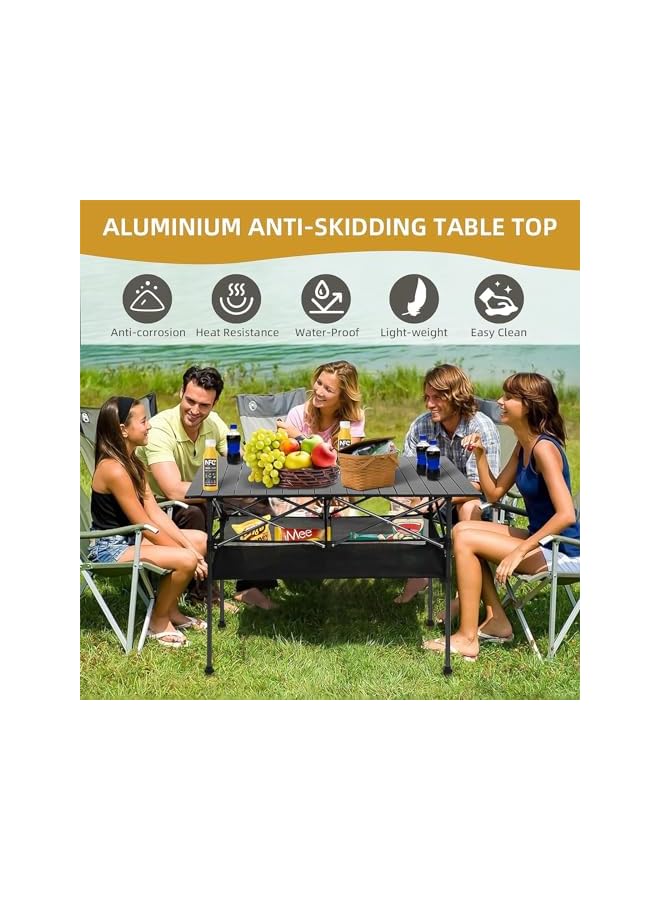 PROMASS Foldable Table, Folding Camping Table, Roll-Top Table W/Mesh Bag, Roll-Up Table With Mesh Storage Organizer And Carry Bag, Folding Beach Table For Camping, Beach, Picnic, Bbq (95 * 55 * 50Cm) - Image 4