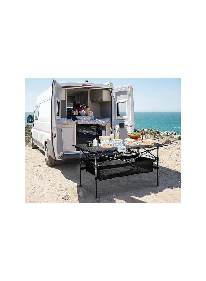 PROMASS Foldable Table, Folding Camping Table, Roll-Top Table W/Mesh Bag, Roll-Up Table With Mesh Storage Organizer And Carry Bag, Folding Beach Table For Camping, Beach, Picnic, Bbq (95 * 55 * 50Cm) - Image 2