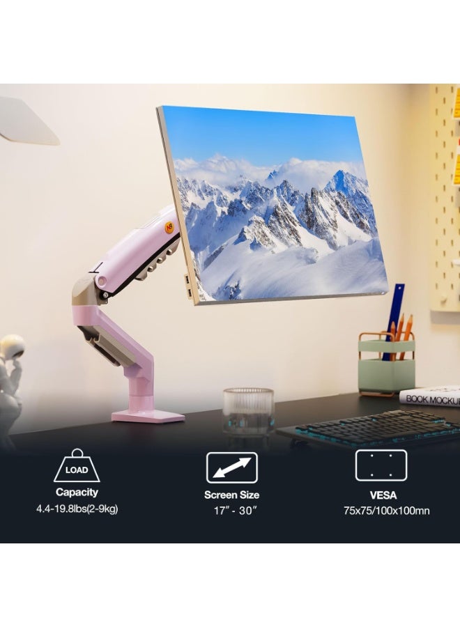 NB Ergonomic Monitor Mount,Fits 17-30" or Bigger Computer Monitors(Within 19.8lbs), Adjustable Stand with Tilt Rotation Swivel Function Desk Mount F80-JX Fantasy Pink - Image 2
