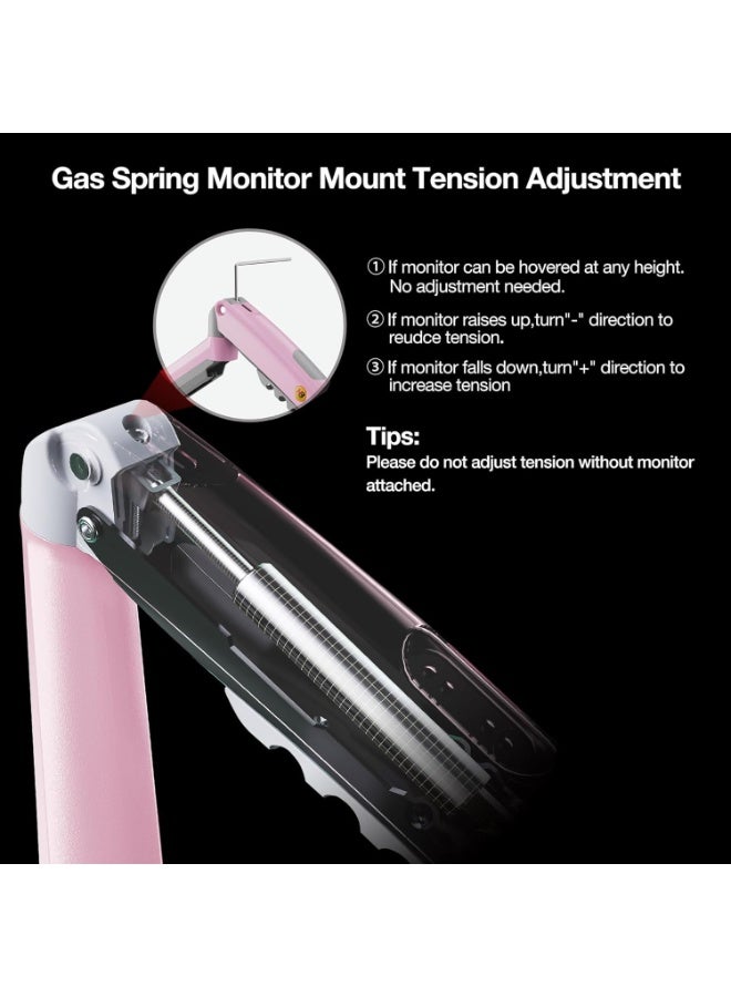 NB Ergonomic Monitor Mount,Fits 17-30" or Bigger Computer Monitors(Within 19.8lbs), Adjustable Stand with Tilt Rotation Swivel Function Desk Mount F80-JX Fantasy Pink - Image 4