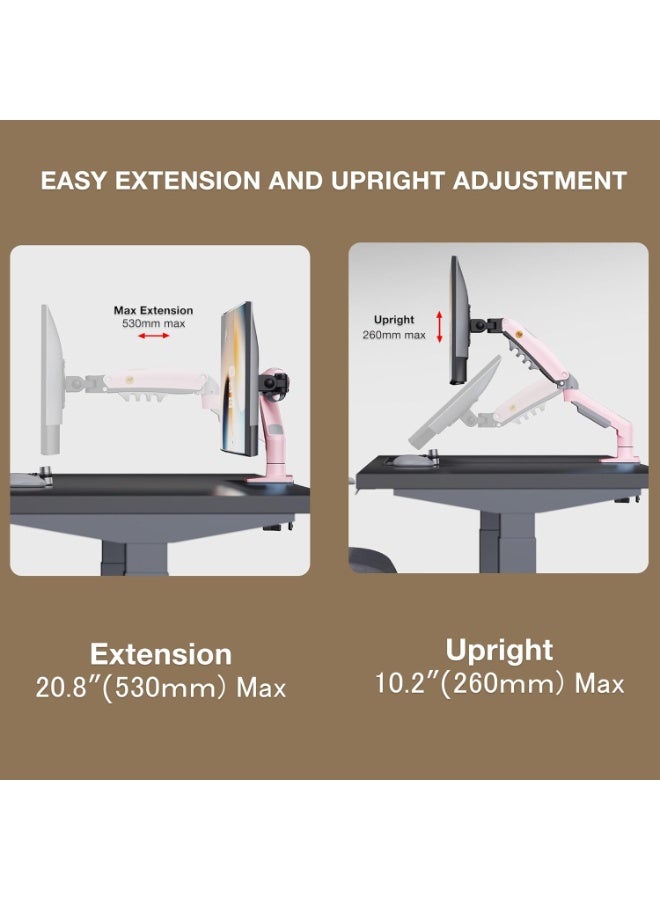 NB Ergonomic Monitor Mount,Fits 17-30" or Bigger Computer Monitors(Within 19.8lbs), Adjustable Stand with Tilt Rotation Swivel Function Desk Mount F80-JX Fantasy Pink - Image 5