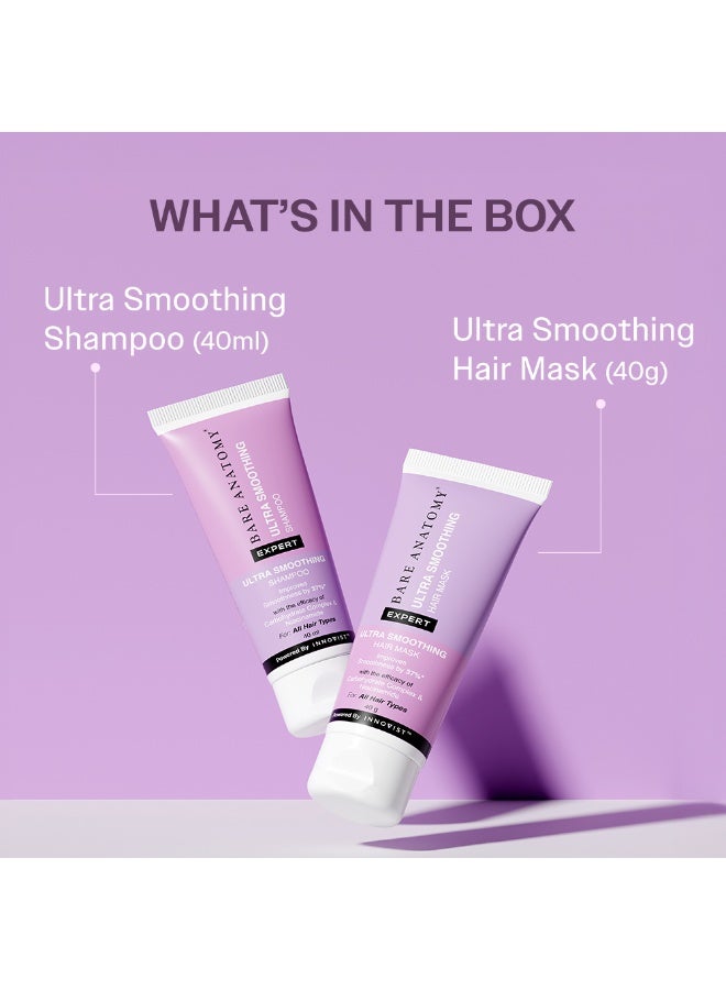 BARE ANATOMY Ultra-Smoothing Shampoo & Hair Mask Travel Pack | Improves Hair Smoothness by 37%| Deep Conditioning & Frizz Control for All Hair Types | Suitable for Men & Women | 40ml each - Image 2