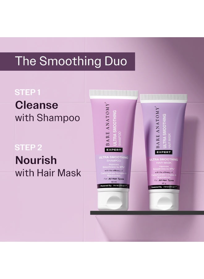 BARE ANATOMY Ultra-Smoothing Shampoo & Hair Mask Travel Pack | Improves Hair Smoothness by 37%| Deep Conditioning & Frizz Control for All Hair Types | Suitable for Men & Women | 40ml each - Image 4
