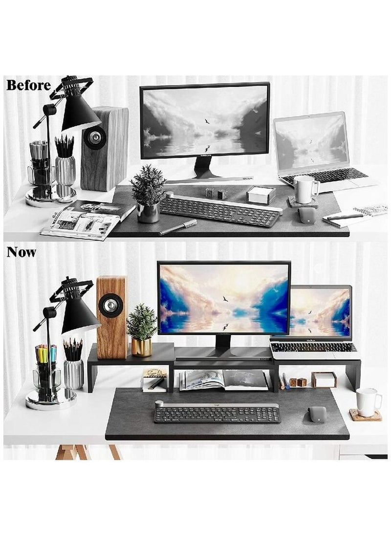 MODERN HOME - Dual Monitor Stand with 3 Shelf and Length And Angle Adjustable - Image 1