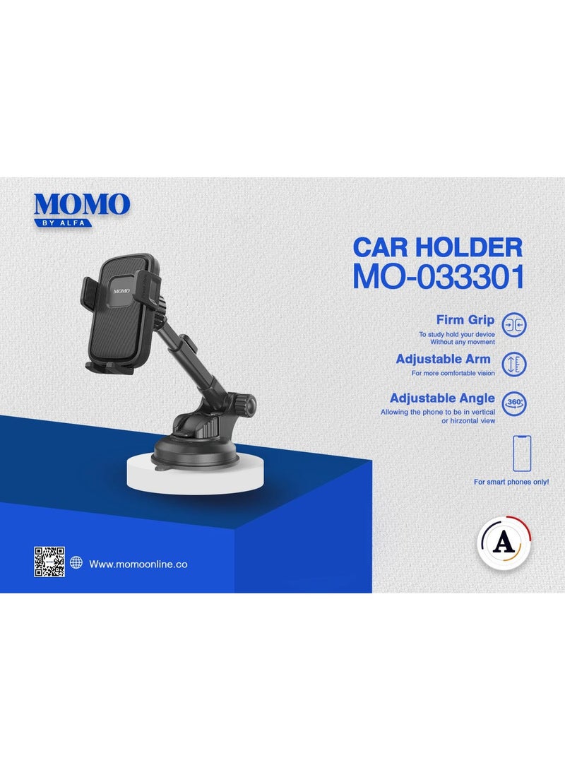 مومو حامل موبايل سيارات مومو أسود – تثبيت قوي وتصميم مريح - Image 3