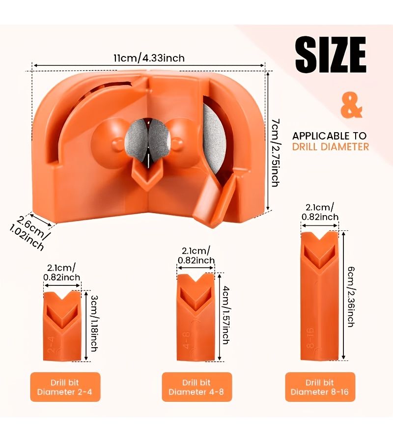 Orange Manual Handheld Drill Bit Sharpener Portable Multifunctional Chainsaw Sharpening Tool - Image 3