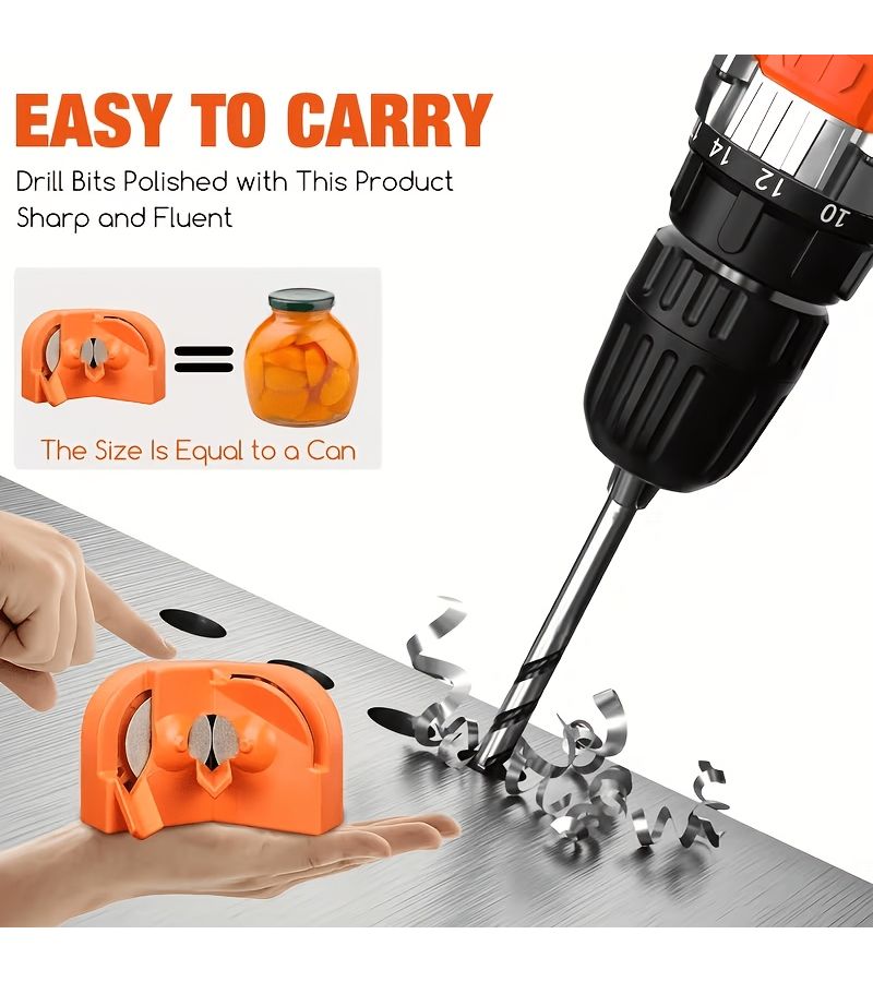 Orange Manual Handheld Drill Bit Sharpener Portable Multifunctional Chainsaw Sharpening Tool - Image 4