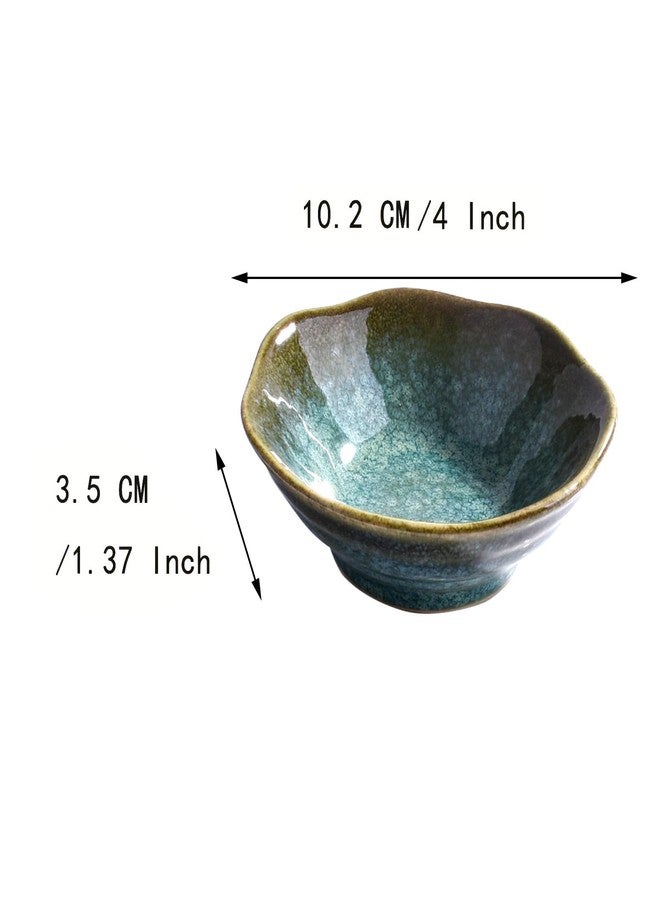 BOSILI Ceramic Side Dishes Sauce Bowls Sushi Dish, 4 Inch Diameter, Turquoise Green Glaze, Set of 6 - Image 3